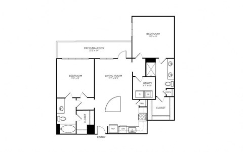 B1 Floor Plan at Addison Medical Center Apartments, San Antonio, Texas